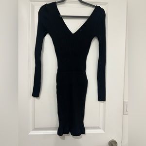 Black knit long sleeve dress